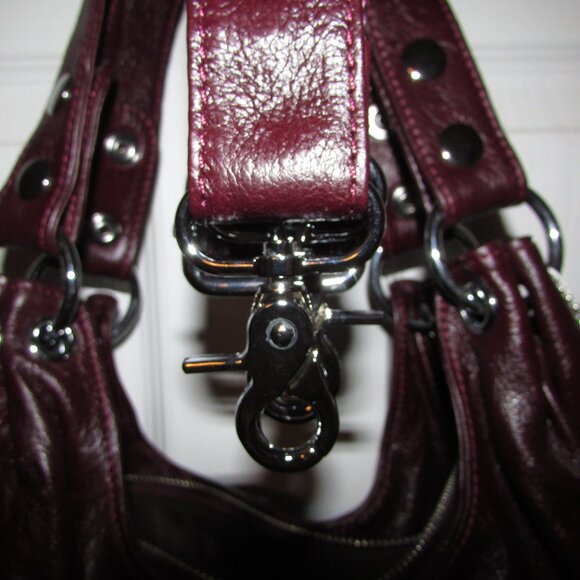 Leather Red Wine Grommeted Handbag - NEW - Picture 12 of 14